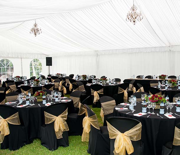 inside wedding marquee